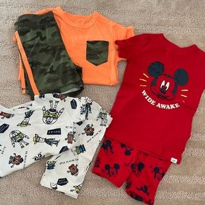 Disney Gap Mickey Mouse short sleeve shorts pajamas size 4 toddler boy bundle